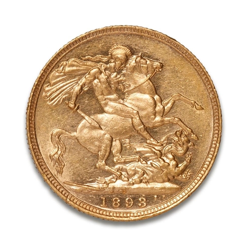 86 - FULL gold sovereign coin 1893, Queen Victoria jubilee head.