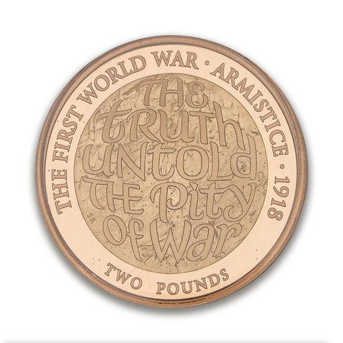 96 - Double sovereign / £2 proof 22ct gold coin, weight 16g.  100th Anniversary of WWI Armistice day, 201... 