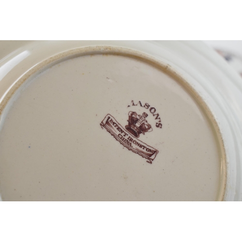 102 - A group of early 19th century Masons Ironstone China brown transfer-printed and hand-painted soup di... 