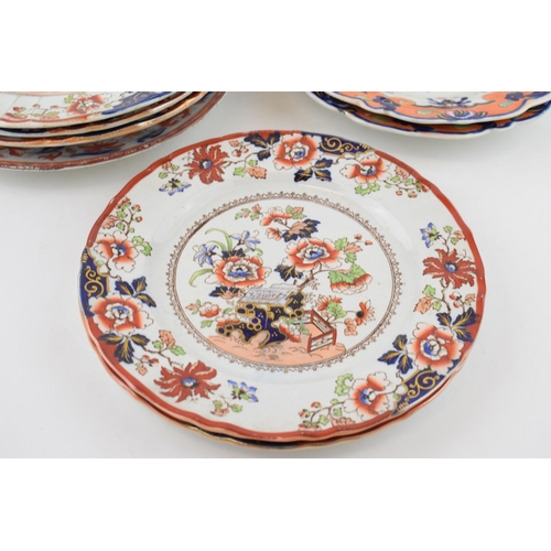 104 - A group of early 19th century Masons Ironstone China transfer-printed and hand-painted dinner wares,... 