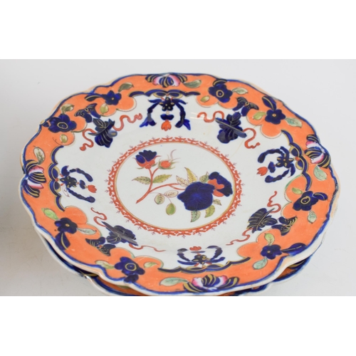 104 - A group of early 19th century Masons Ironstone China transfer-printed and hand-painted dinner wares,... 