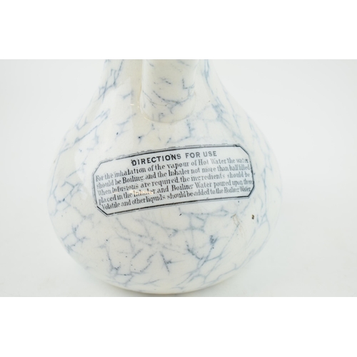 105 - A late 19th century transfer-printed marble pattern Improved Earthenware Inhaler, c. 1880. It has a ... 