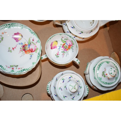 109 - An early 19th century hand painted porcelain floral pattern part child’s tea service and similar oth... 