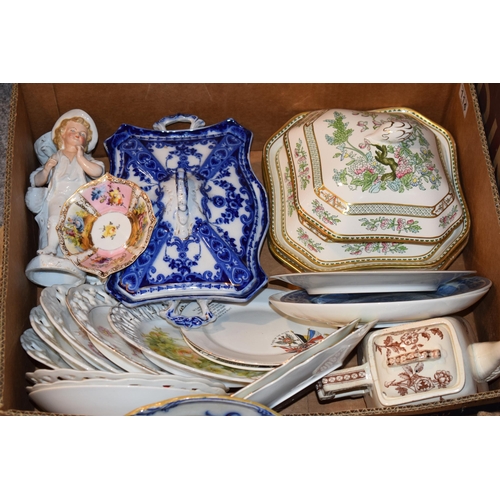 114 - A mixed lot of mostly British 19th and century pottery and porcelain, to include Royal Albert, Spode... 