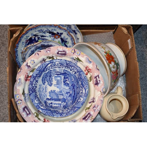 114 - A mixed lot of mostly British 19th and century pottery and porcelain, to include Royal Albert, Spode... 