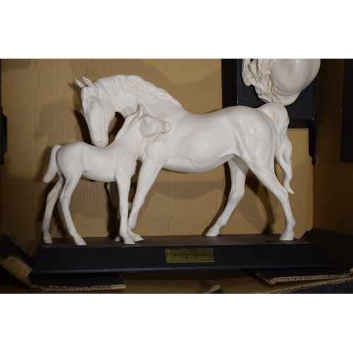 129 - Beswick matt white horses to include Adventure, an example on a ceramic base, Spirit of Peace and Sp... 