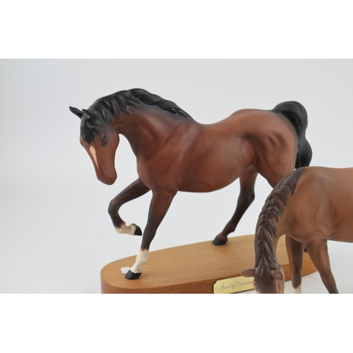 130 - Beswick to include a New Forest Pony DA244 (Doulton backstamp) with a Spirit of Freedom on base (2).