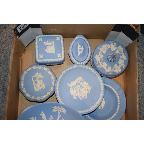 265 - Wedgwood Jasperware in varying colours to include blue and cobalt blue to include a pair of short ca... 