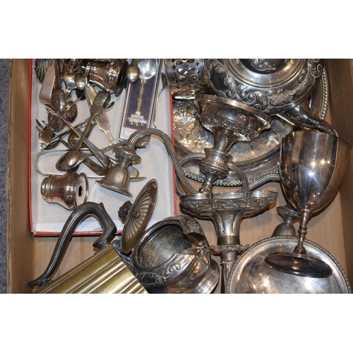 283 - A collection of silver-plated items to include tea-pots, cream jugs, cutlery and various other simil... 