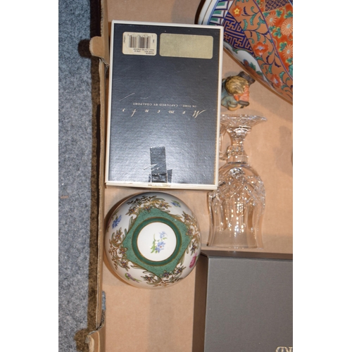 443 - A boxed pair of Waterford Crystal liquer coffee glasses with a boxed Coalport bear, a Goebel figure ... 