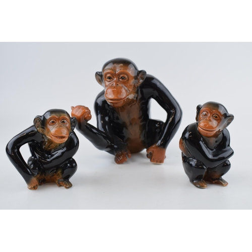 58 - A trio of Sylvac chimps (3), tallest 17cm tall.