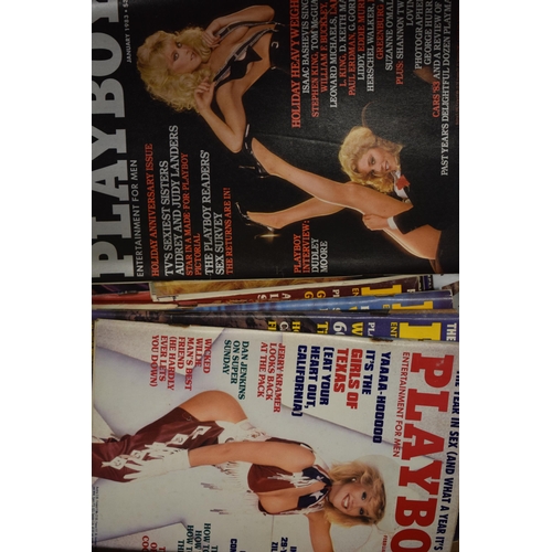 593 - A collection of Playboy Magazines. Approx 50 editions dating from the 1980s.