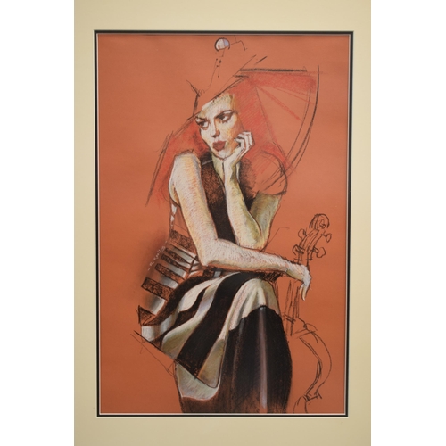 626 - Contemporary Art: Roger Keeling RBSA pastel drawing 'Burlesque', framed and mounted, in engraved fra... 