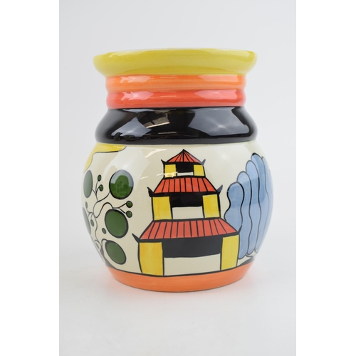 7 - Lorna Bailey bulbous vase in the Pagoda Garden design, with Old Ellgreave backstamp, ribbed design, ... 