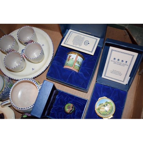 74 - A collection of ceramics to include boxed Halycon Days Enamels, Wedgwood Jasperware lidded pot in li... 