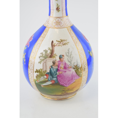 76 - Augustus Rex, a large porcelain onion shaped vase decorated with floral sprays and romantically them... 