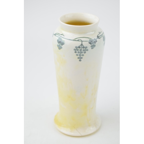 80 - Ruskin Pottery vase in the grape and vine pattern, 16cm tall, impressed marks to base and '1923', wi... 