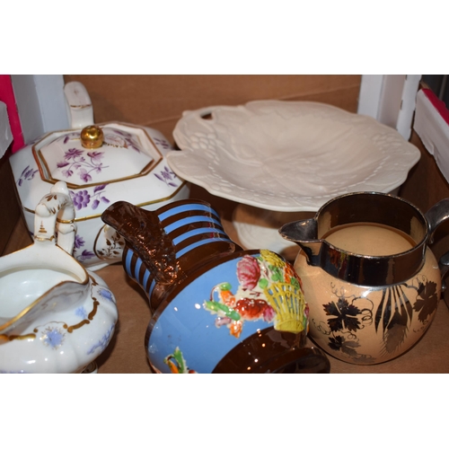 108 - A mixed lot of 19th century British pottery and porcelain. To include Spode, lustre ware, Gaudy Wels... 