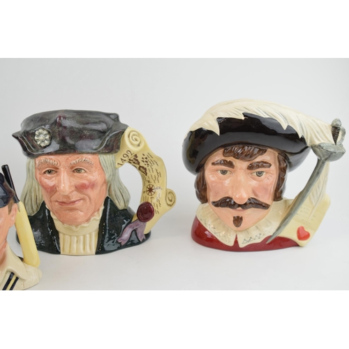 191 - Large Royal Doulton character jugs to include Cyrano De Bergerac, Christopher Columbus, Napoleon Bon... 