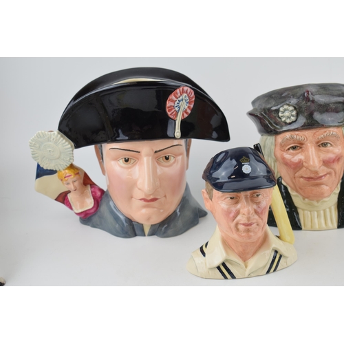 191 - Large Royal Doulton character jugs to include Cyrano De Bergerac, Christopher Columbus, Napoleon Bon... 