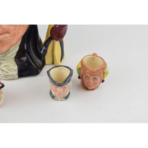 195 - Royal Doulton character jugs to include large George Washington with tiny jugs Beefeater with a part... 