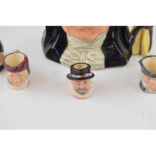 195 - Royal Doulton character jugs to include large George Washington with tiny jugs Beefeater with a part... 