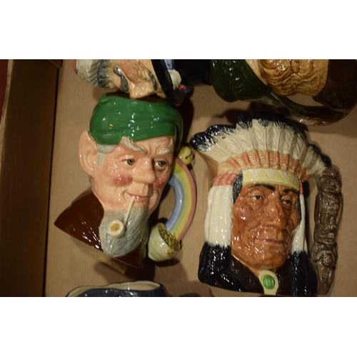 198 - Large Royal Doulton character jugs to include the Leprechaun, Guy Fawkes, Rip Van Winkle and others ... 