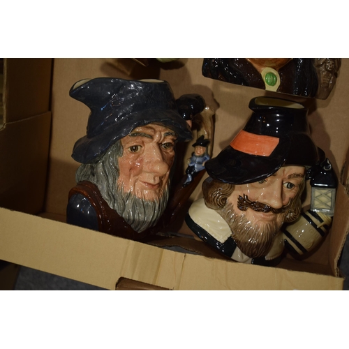 198 - Large Royal Doulton character jugs to include the Leprechaun, Guy Fawkes, Rip Van Winkle and others ... 