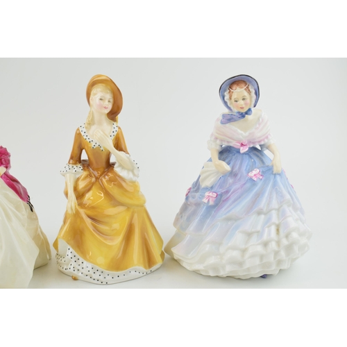 213 - Royal Doulton figures to include Sandra, Alice and Royal Worcester First Dance (3).