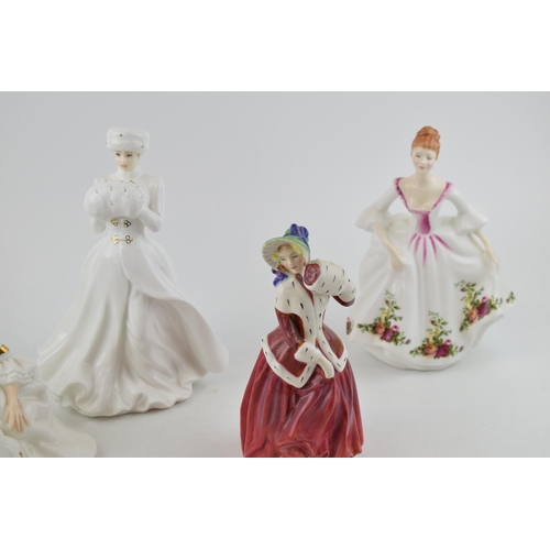 230 - Royal Doulton figures to include Country Rose HN3221, Christmas Morn (second), Kathleen (second), My... 