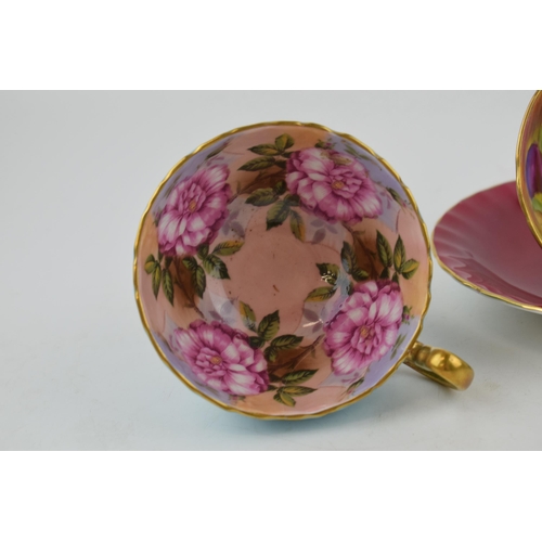 246 - A collection of Aynsley hand painted cups to include an Orchard Gold cup and saucer, another cup wit... 