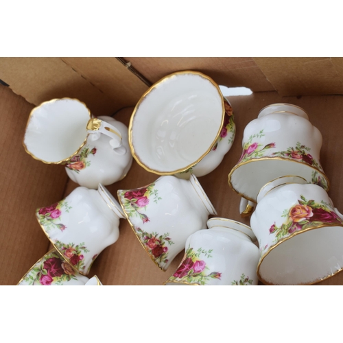 252 - Royal Albert Old Country Roses to include a large teapot, 6 trios, a cake plate, a milk jug and a su... 