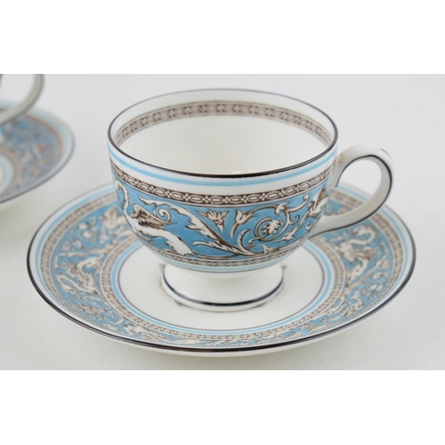 258 - Wedgwood Turquoise Florentine to include 2 cups and 2 saucers (4).