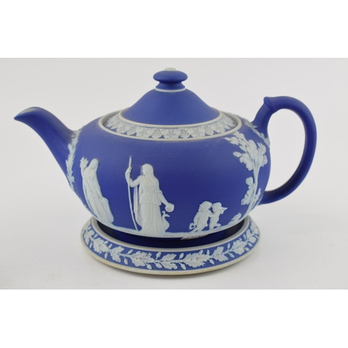 269 - A collection of Wedgwood Jasperware 'blue dip' items to include teapot (Height 13cm) and stand, suga... 