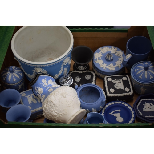 270 - A mixed collection of Jasperware to include Wedgwood, Adams and other similar makes to include a lar... 