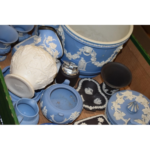 270 - A mixed collection of Jasperware to include Wedgwood, Adams and other similar makes to include a lar... 