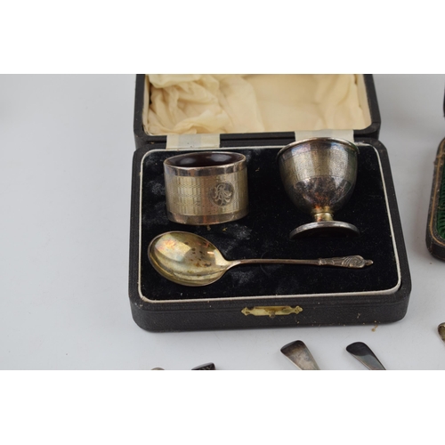 298 - A collection of antique hallmarked silver items to include spoons, christening cup and similar items... 