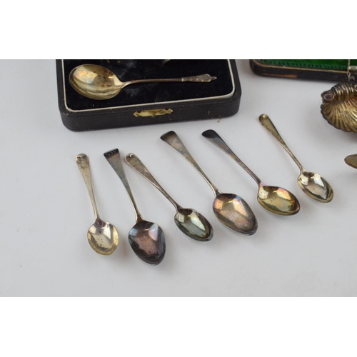 298 - A collection of antique hallmarked silver items to include spoons, christening cup and similar items... 