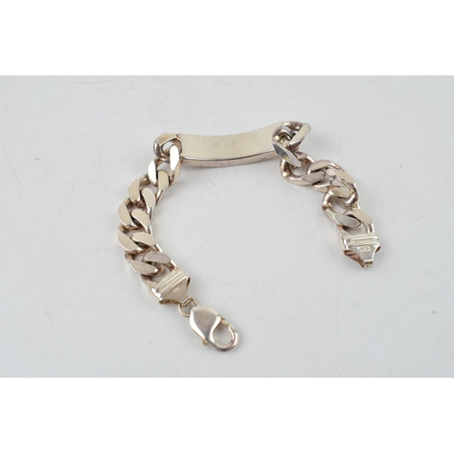 306 - Silver ID bracelet with vacant plaque, 20cm long, 59.5 grams.