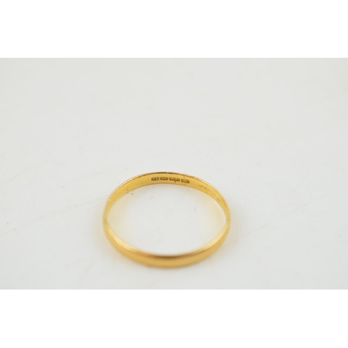 309 - A 22 ct yellow gold wedding band. Weight 2.1 grams.