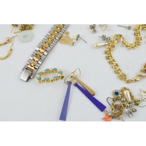 311 - A mixed collection of costume jewellry to include, ladies watches, white and yellow metal items (unt... 