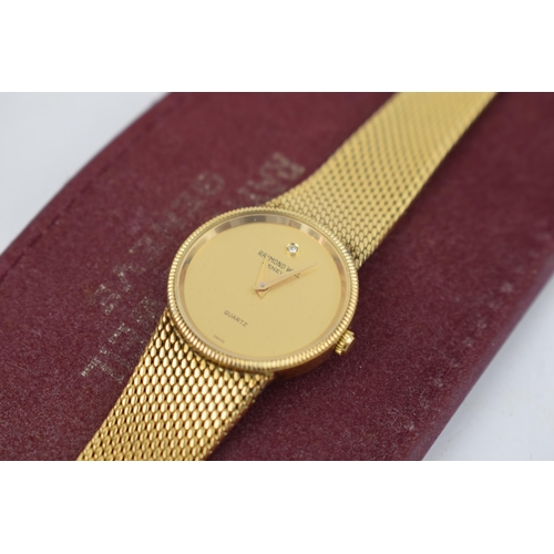 401 - A Raymond Weil 18ct gold-plated ladies watch. Gold tone round dial with quartz movement, in original... 