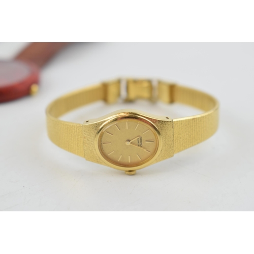 401 - A Raymond Weil 18ct gold-plated ladies watch. Gold tone round dial with quartz movement, in original... 