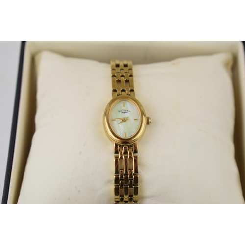 403 - Boxed gold plated Rotary ladies wristwatch with Mother of Pearl dial, untested, with a cased Royal M... 