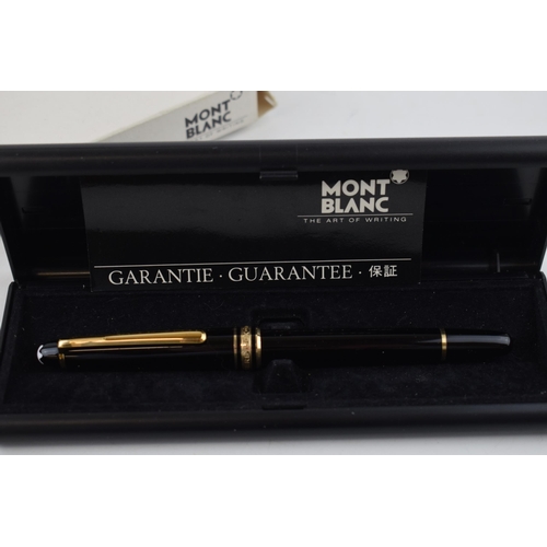 407 - Montblanc Meisterstuck Fountain Pen in black with one broad and two narrow gold bands, 14ct gold 481... 