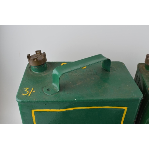 416 - Automobilia to include 2 Esso petrol cans, 1 re-painted, with a pair of vintage battery chargers (4)... 