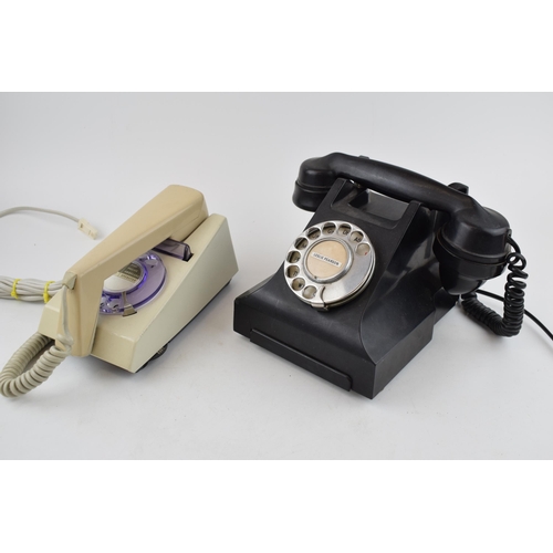 435 - A vintage bakelite rotary dial telephone together with another TELE 2/722F PO FD1 rotary dial phone.... 