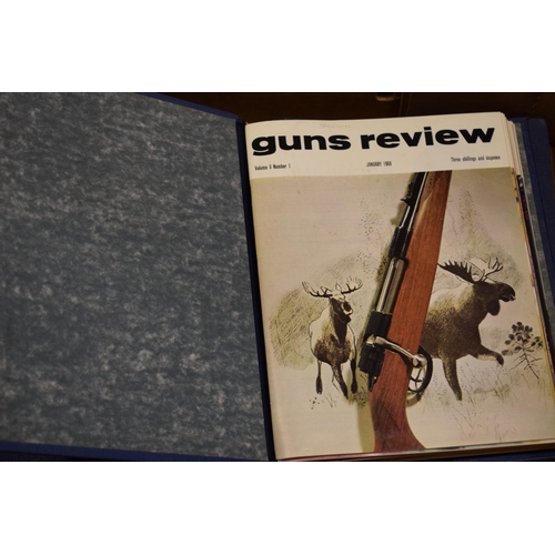 582 - Guns and Review bound magazine editions from the 1960s and 1970s. Large quantity in two trays.