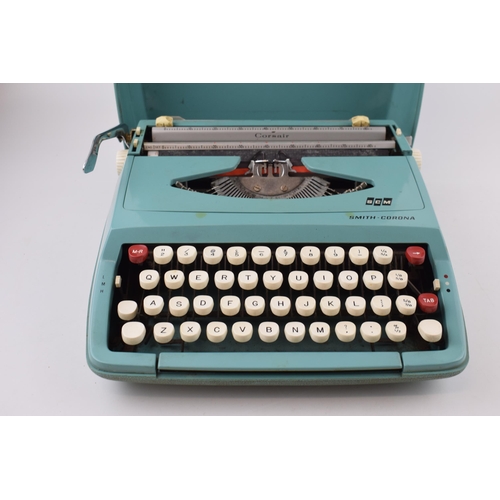 445 - Vintage Smith - Corona SCM 'Corsair' Typewriter in duck egg blue finish with original outer case. Wi... 