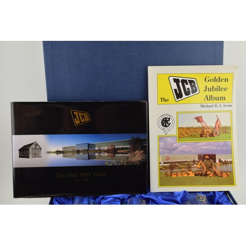 468 - JCB / local interest: an interesting collection of JCB items to include a hardback book 'The First F... 